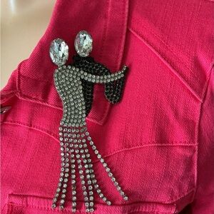 Dazzling Black and Silver Australian Crystal Dance Brooch